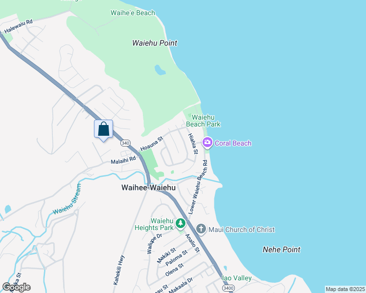 map of restaurants, bars, coffee shops, grocery stores, and more near 1367 Kilou Street in Wailuku