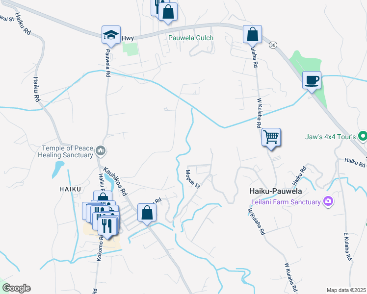 map of restaurants, bars, coffee shops, grocery stores, and more near 674 Kauaheahe Place in Haiku-Pauwela