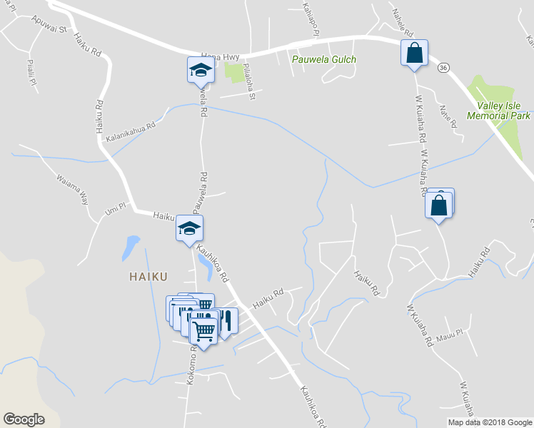 map of restaurants, bars, coffee shops, grocery stores, and more near 661 Kauhikoa Road in Haiku-Pauwela