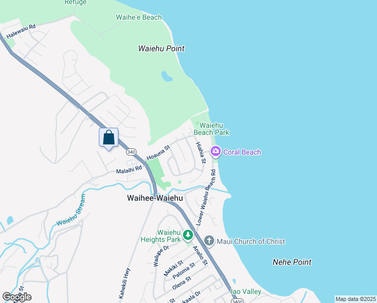 map of restaurants, bars, coffee shops, grocery stores, and more near 1377 Kilou Street in Wailuku