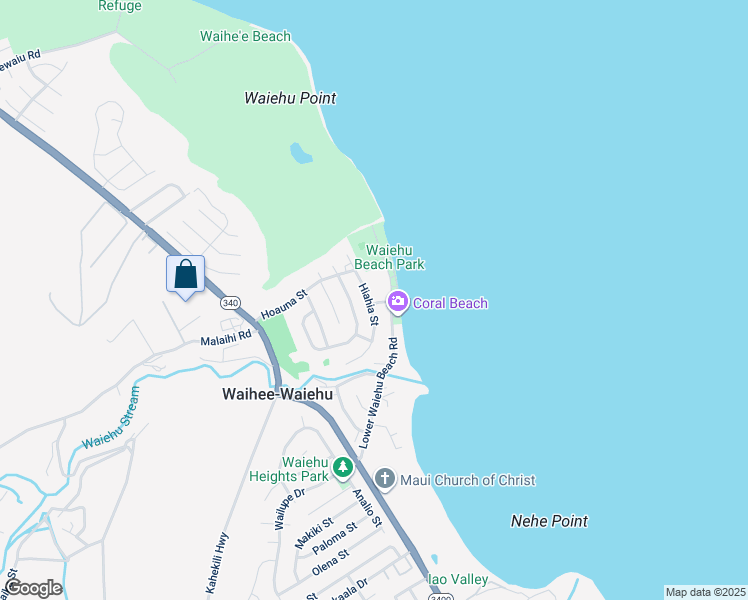 map of restaurants, bars, coffee shops, grocery stores, and more near 1382 Hiahia Street in Wailuku