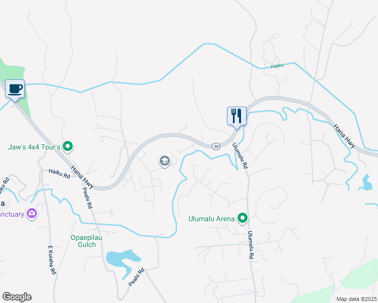 map of restaurants, bars, coffee shops, grocery stores, and more near 4178 Hana Highway in Haiku-Pauwela
