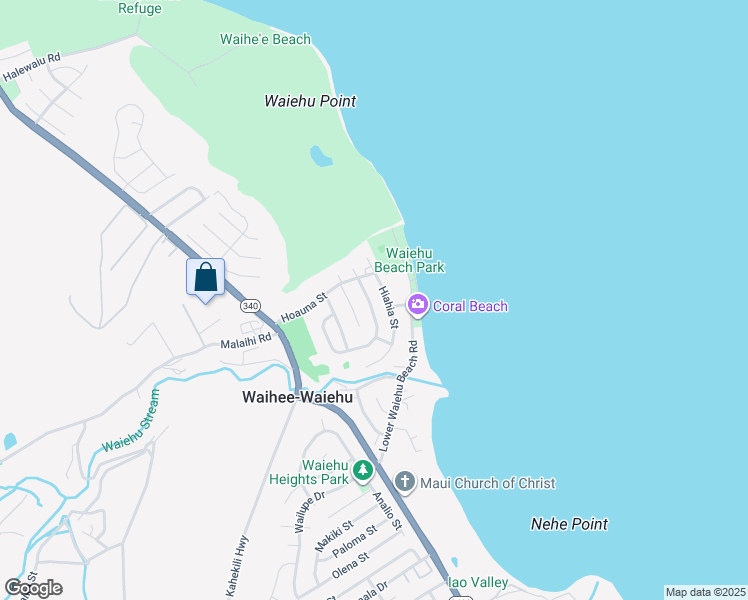 map of restaurants, bars, coffee shops, grocery stores, and more near 1380 Kilou Street in Wailuku