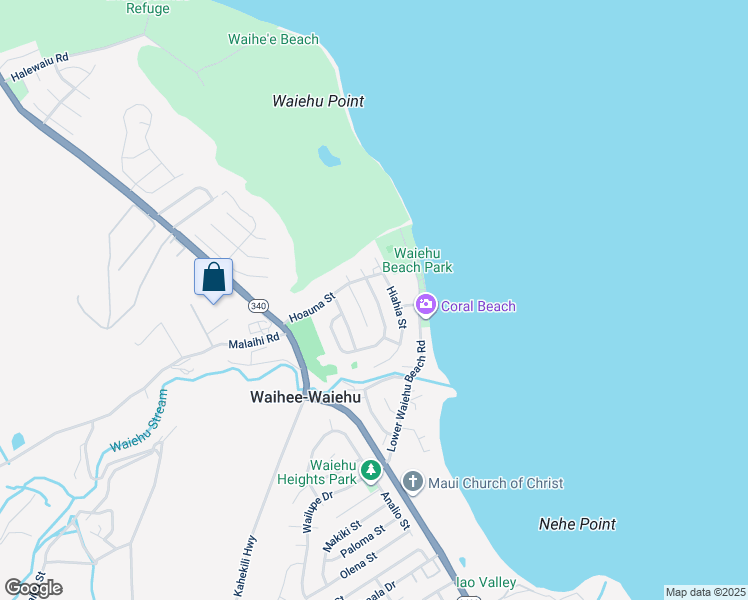 map of restaurants, bars, coffee shops, grocery stores, and more near 1383 Kilou Street in Wailuku