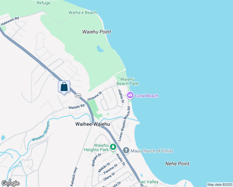 map of restaurants, bars, coffee shops, grocery stores, and more near 1380 Kilou Street in Wailuku