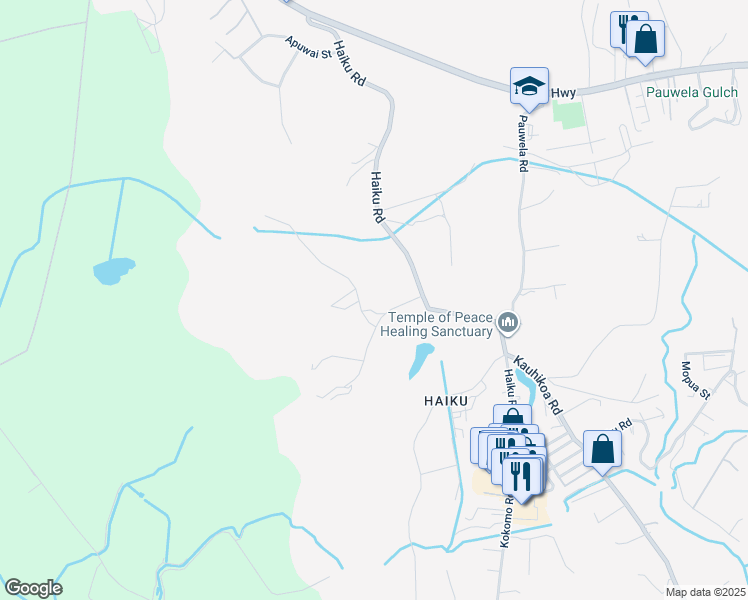 map of restaurants, bars, coffee shops, grocery stores, and more near 370 Waiama Way in Haiku-Pauwela