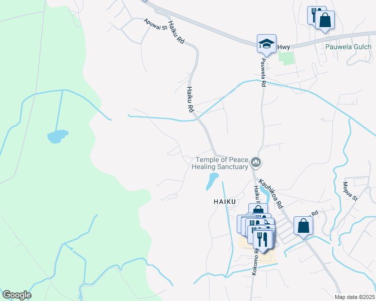 map of restaurants, bars, coffee shops, grocery stores, and more near 370 Waiama Way in Haiku-Pauwela