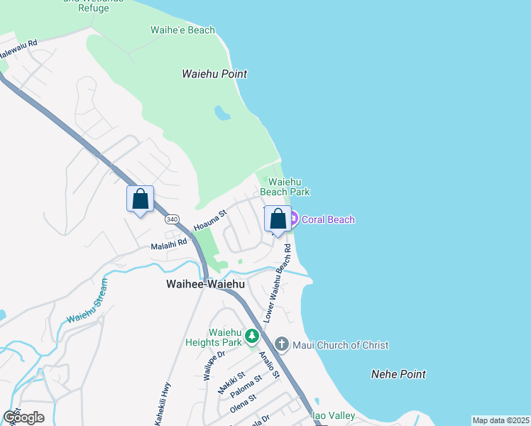 map of restaurants, bars, coffee shops, grocery stores, and more near 1395 Hiahia Street in Wailuku