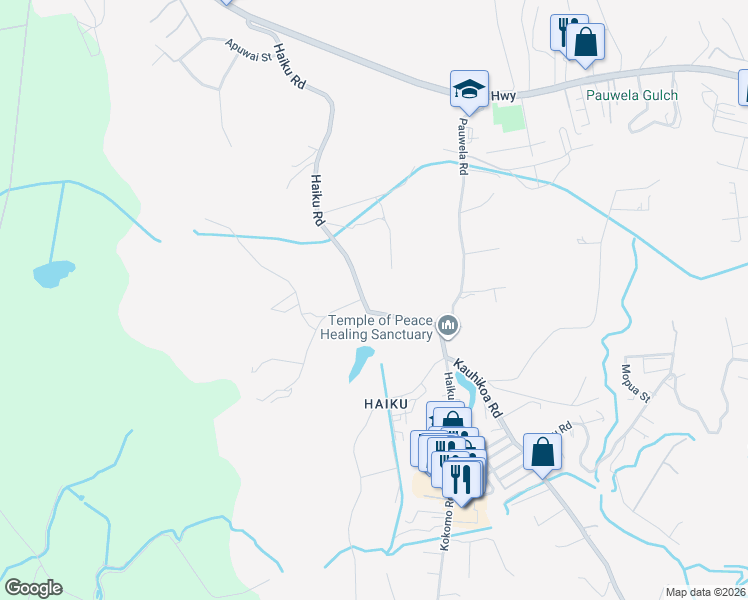 map of restaurants, bars, coffee shops, grocery stores, and more near 435 Haiku Road in Haiku-Pauwela
