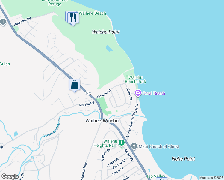 map of restaurants, bars, coffee shops, grocery stores, and more near 90 Hoauna Street in Wailuku