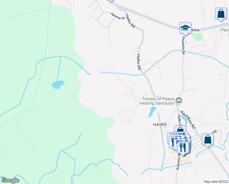 map of restaurants, bars, coffee shops, grocery stores, and more near 647 Auwaha Street in Haiku-Pauwela