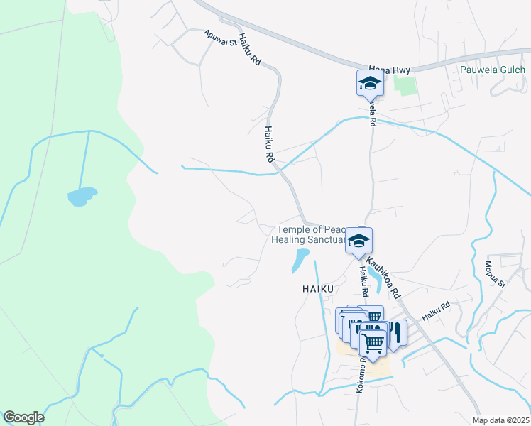 map of restaurants, bars, coffee shops, grocery stores, and more near 370 Waiama Way in Haiku-Pauwela