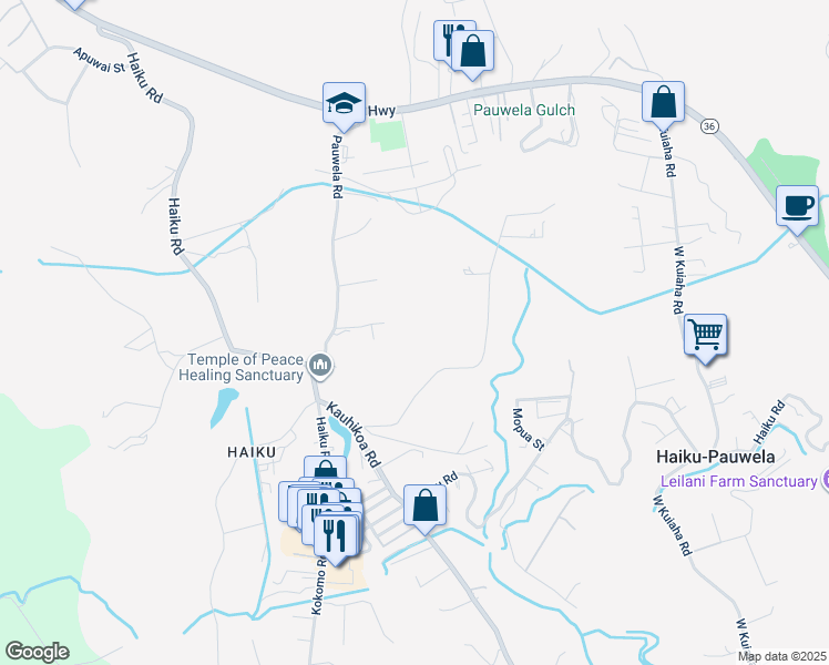 map of restaurants, bars, coffee shops, grocery stores, and more near 681 Kauaheahe Place in Haiku-Pauwela