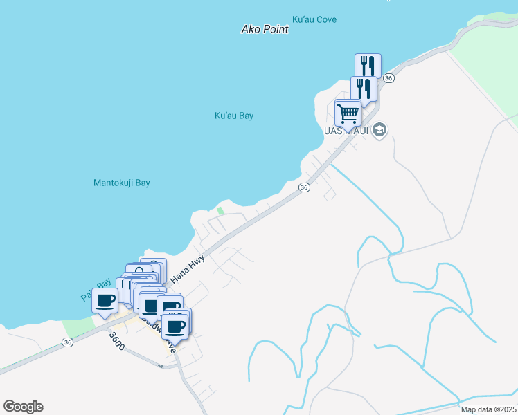 map of restaurants, bars, coffee shops, grocery stores, and more near 459 Hana Highway in Paia