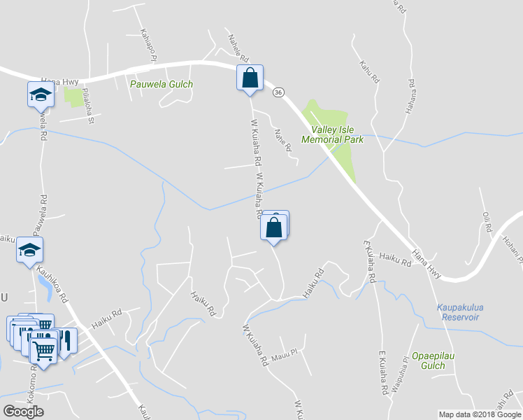 map of restaurants, bars, coffee shops, grocery stores, and more near 3203 Luahine Place in Haiku-Pauwela