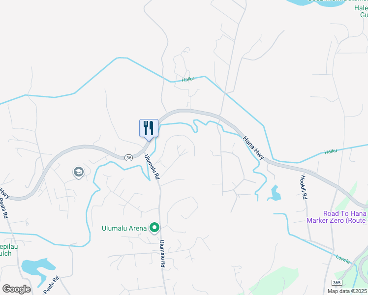 map of restaurants, bars, coffee shops, grocery stores, and more near 81 Ulumalu Road in Haiku-Pauwela