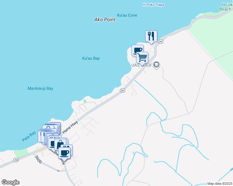 map of restaurants, bars, coffee shops, grocery stores, and more near 531 Hana Highway in Paia