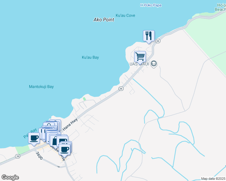 map of restaurants, bars, coffee shops, grocery stores, and more near 531 Hana Highway in Paia