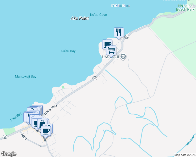 map of restaurants, bars, coffee shops, grocery stores, and more near 568 Hana Highway in Paia