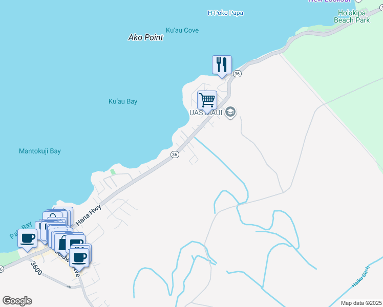 map of restaurants, bars, coffee shops, grocery stores, and more near 14 Kulani Place in Paia