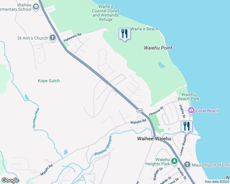 map of restaurants, bars, coffee shops, grocery stores, and more near 1661 Kahekili Highway in Wailuku
