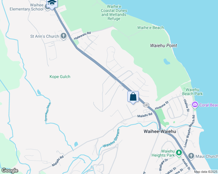 map of restaurants, bars, coffee shops, grocery stores, and more near 1661 Kahekili Highway in Wailuku