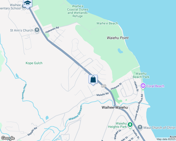 map of restaurants, bars, coffee shops, grocery stores, and more near 51 One Mālia Way in Wailuku