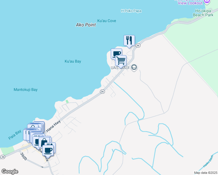 map of restaurants, bars, coffee shops, grocery stores, and more near 10 Kulani Place in Paia