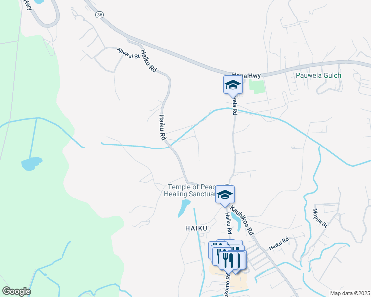 map of restaurants, bars, coffee shops, grocery stores, and more near 355 Haiku Road in Haiku-Pauwela