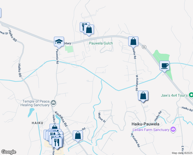 map of restaurants, bars, coffee shops, grocery stores, and more near 698 Kauaheahe Place in Haiku-Pauwela