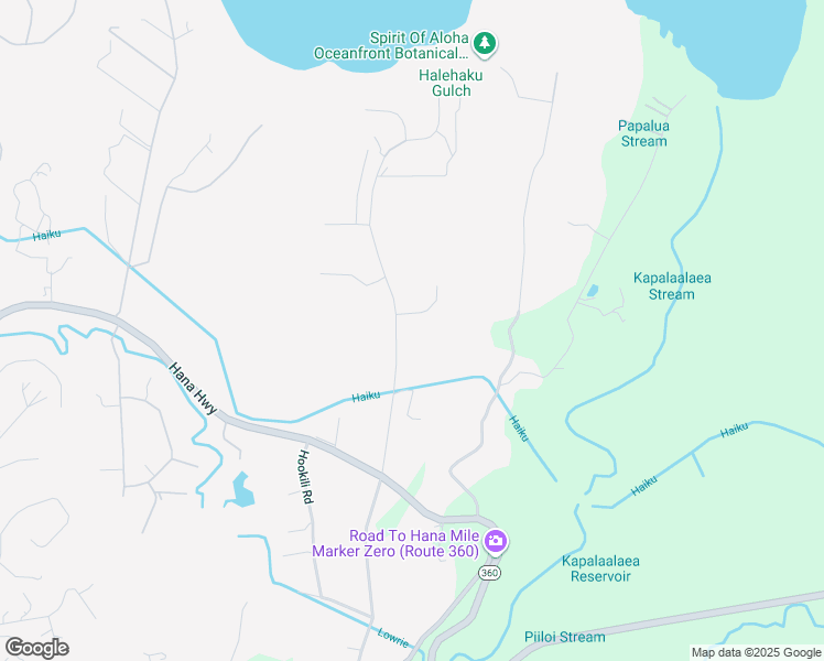 map of restaurants, bars, coffee shops, grocery stores, and more near 20 Kapuaimilia Place in Haiku-Pauwela