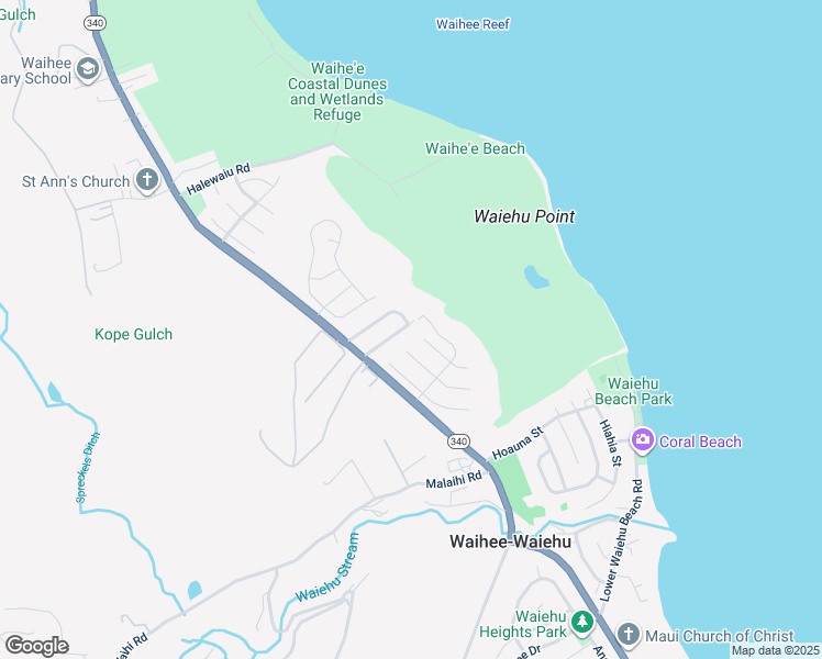 map of restaurants, bars, coffee shops, grocery stores, and more near 633 Akakuu Street in Wailuku
