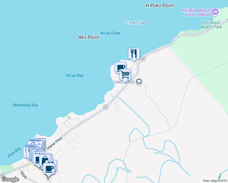 map of restaurants, bars, coffee shops, grocery stores, and more near 23 Waa Place in Paia