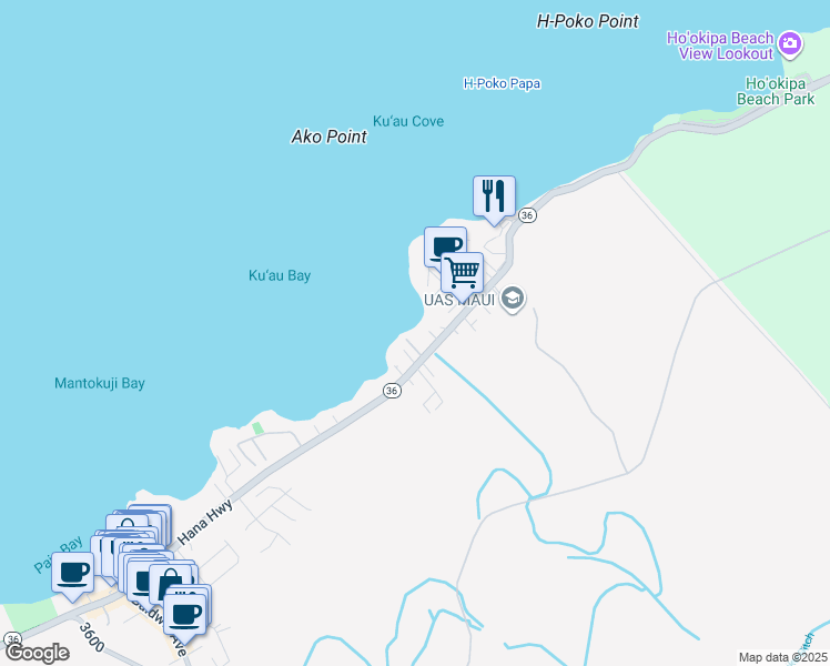map of restaurants, bars, coffee shops, grocery stores, and more near 23 Waa Place in Paia
