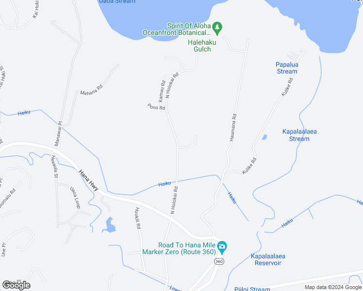 map of restaurants, bars, coffee shops, grocery stores, and more near 25 Kapuaimilia Place in Haiku-Pauwela