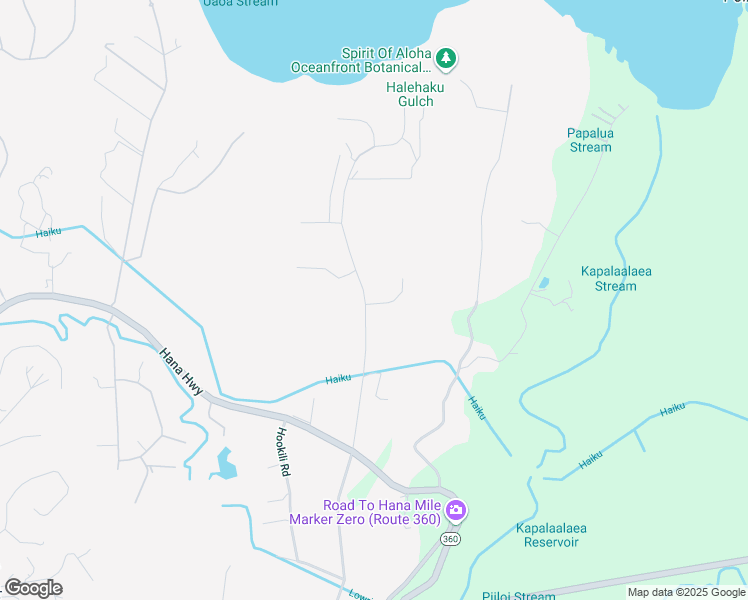map of restaurants, bars, coffee shops, grocery stores, and more near 25 Kapuaimilia Place in Haiku-Pauwela