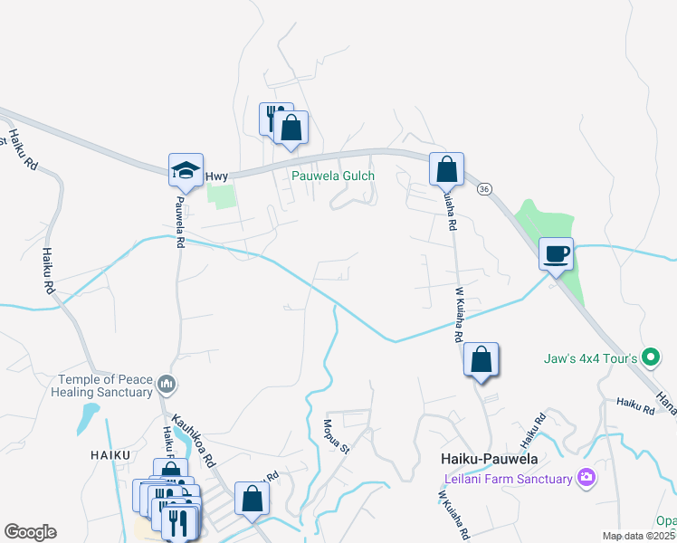 map of restaurants, bars, coffee shops, grocery stores, and more near 708 Kauaheahe Place in Haiku-Pauwela