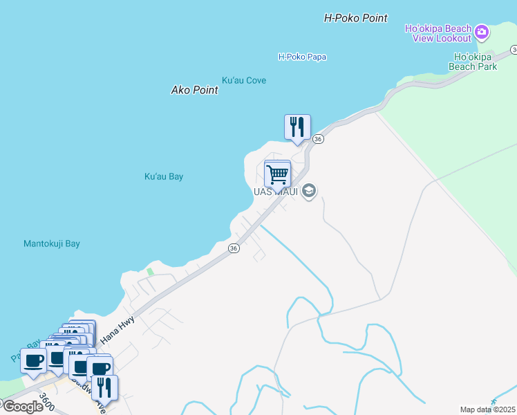 map of restaurants, bars, coffee shops, grocery stores, and more near 22 Waa Place in Paia