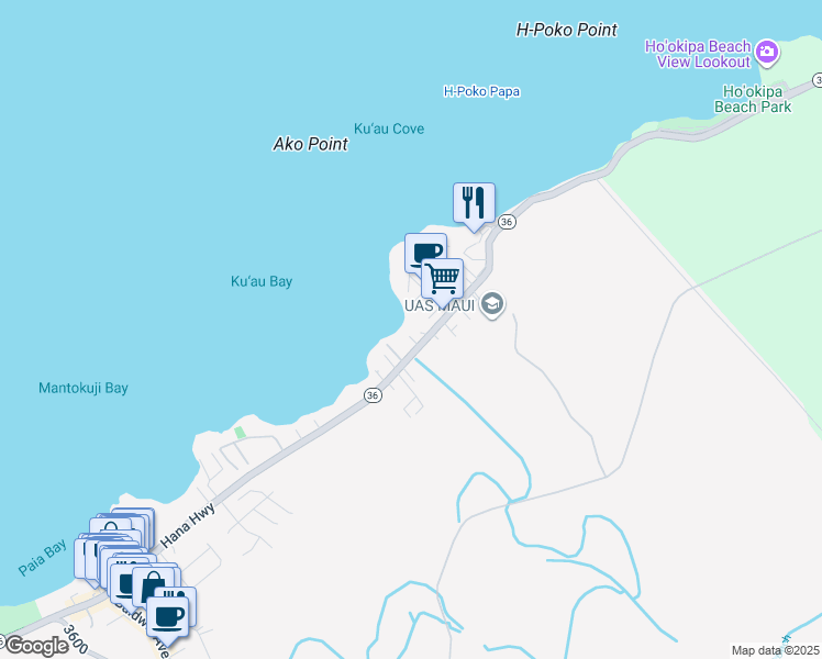 map of restaurants, bars, coffee shops, grocery stores, and more near 22 Waa Place in Paia