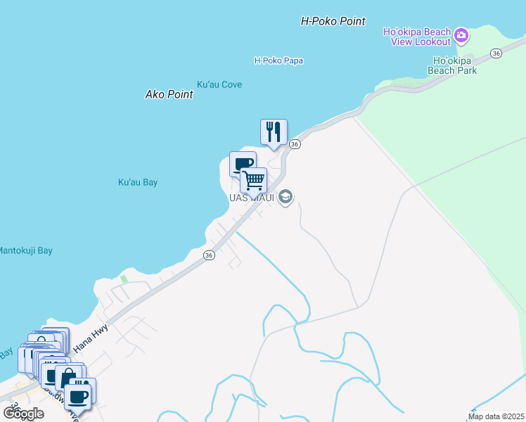 map of restaurants, bars, coffee shops, grocery stores, and more near 21 Meha Place in Paia