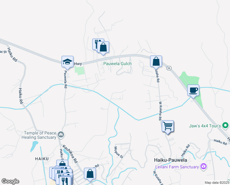 map of restaurants, bars, coffee shops, grocery stores, and more near 797 Kauaheahe Place in Haiku-Pauwela