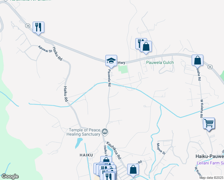 map of restaurants, bars, coffee shops, grocery stores, and more near 147 Pauwela Road in Haiku-Pauwela