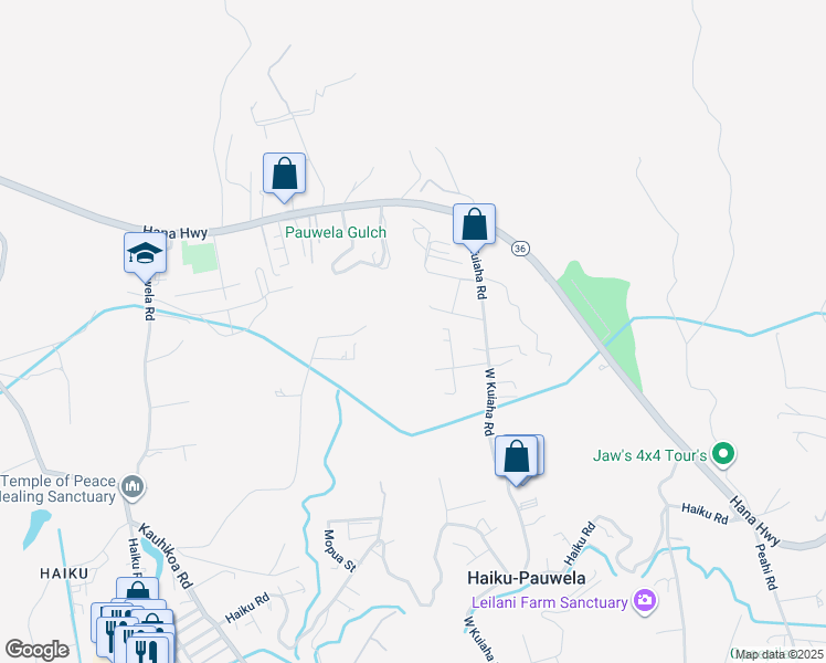 map of restaurants, bars, coffee shops, grocery stores, and more near 3125 Ua Noe Place in Haiku-Pauwela