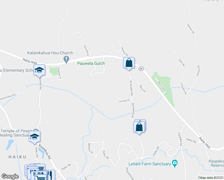 map of restaurants, bars, coffee shops, grocery stores, and more near 3125 Ua Noe Place in Haiku-Pauwela