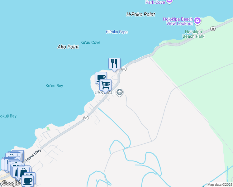 map of restaurants, bars, coffee shops, grocery stores, and more near 744 Hana Highway in Paia