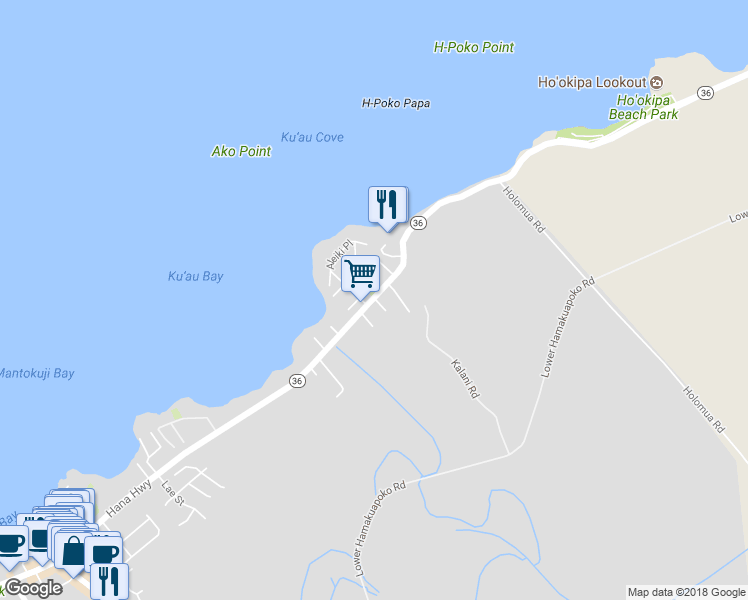 map of restaurants, bars, coffee shops, grocery stores, and more near 720 Hana Highway in Paia