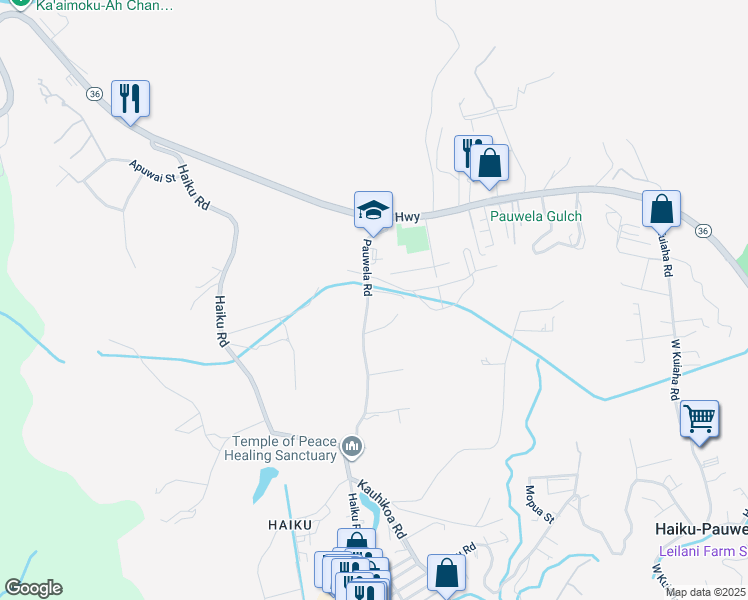 map of restaurants, bars, coffee shops, grocery stores, and more near 139 Pauwela Road in Haiku-Pauwela