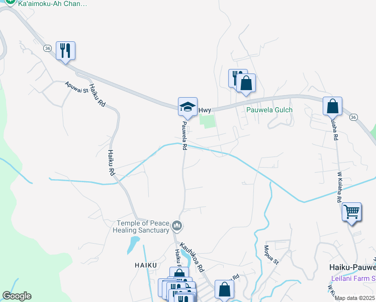 map of restaurants, bars, coffee shops, grocery stores, and more near 139 Pauwela Road in Haiku-Pauwela
