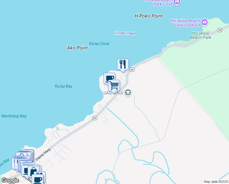 map of restaurants, bars, coffee shops, grocery stores, and more near 720 Hana Highway in Paia