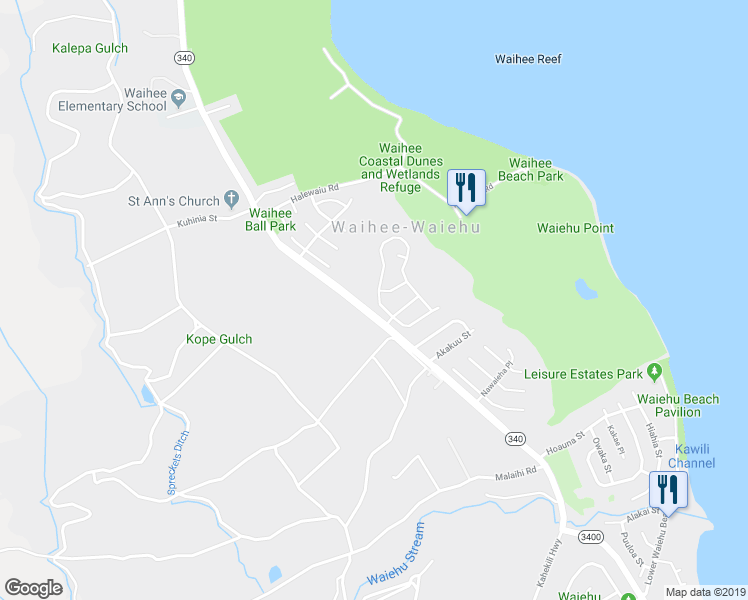 map of restaurants, bars, coffee shops, grocery stores, and more near 33 Kaulana Na Pua Circle in Wailuku